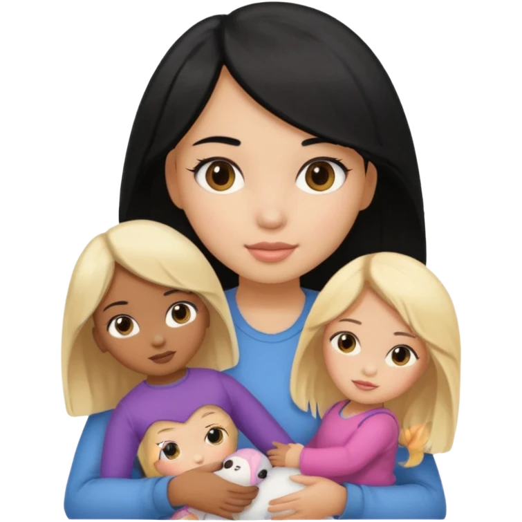 a black hair girl with 1 doll emoji