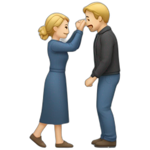 Un homme et une femme en train de faire un calin emoji