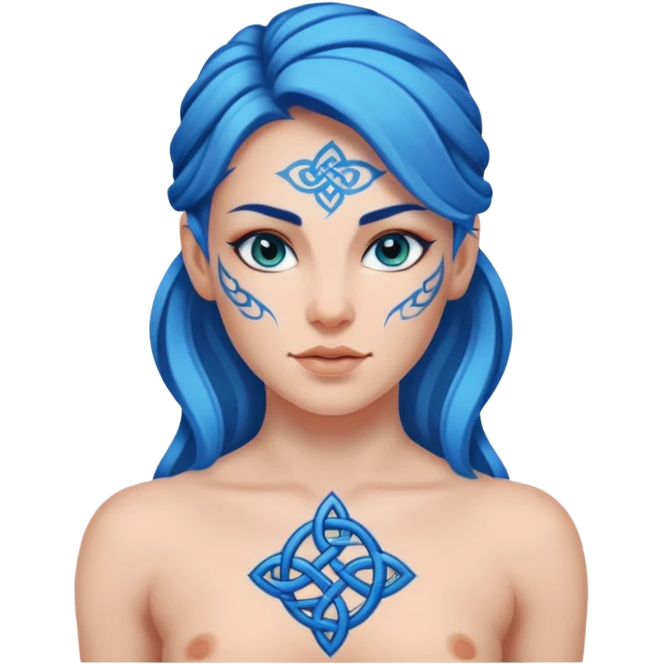 Hot Druid with glowing blue Celtic tattoos emoji