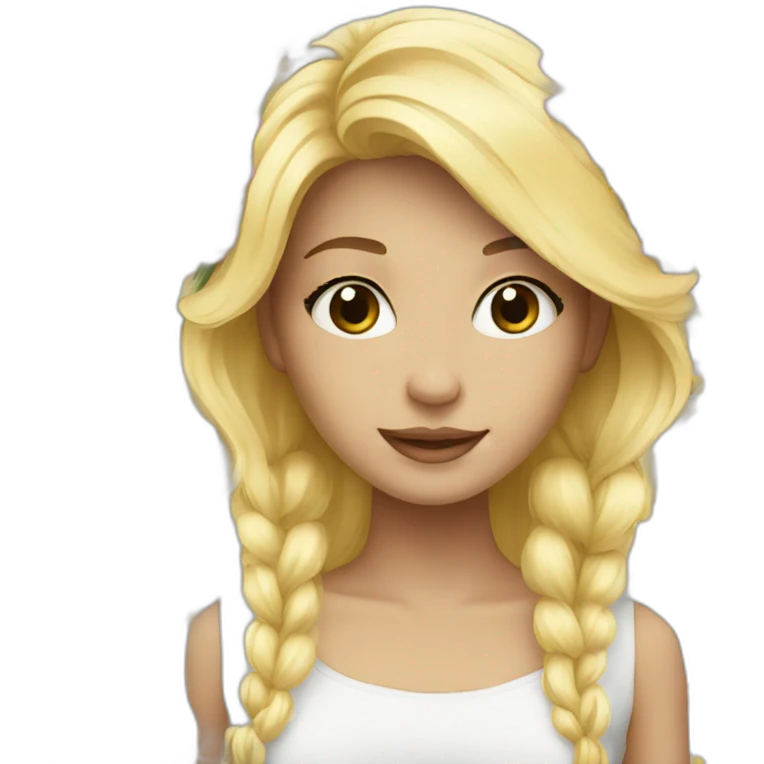 blonde girl with flowers emoji
