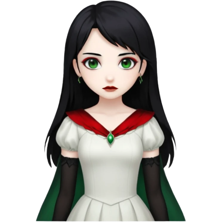 Beautiful ethereal Gorgeous Vampiric Edgy Anime Lady With Black red White green  emoji