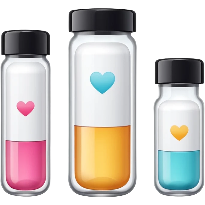 emoji of beauty tubes and jar with brand labels, minimalistic design emoji