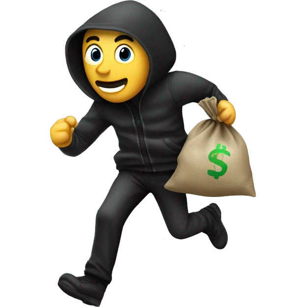 The thief runs with a bag of money on his back emoji