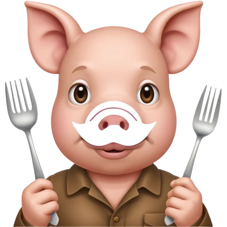 human face with pig nose and holding silverware emoji