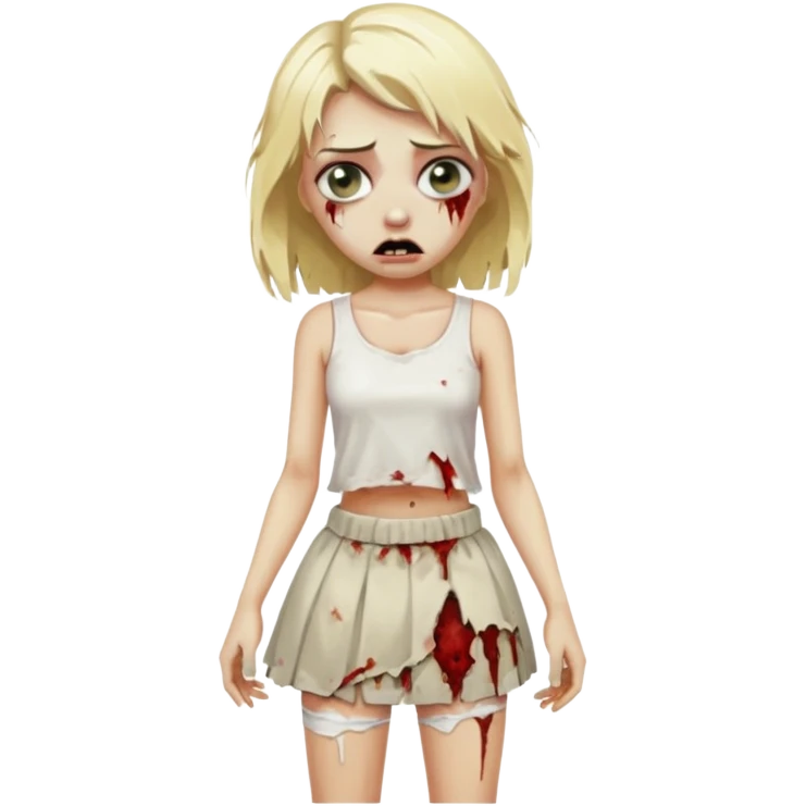zombie blonde girl with white skirt emoji