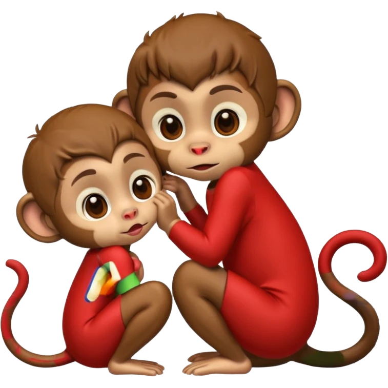 Boy and girl monkey kissing emoji