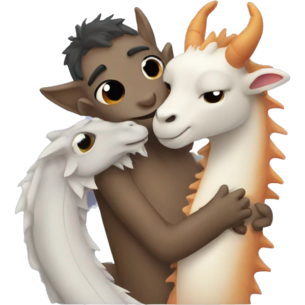 A dragon cuddling a lama emoji