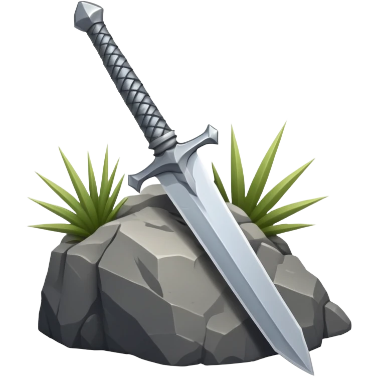 a sword planted in a spiky rock emoji