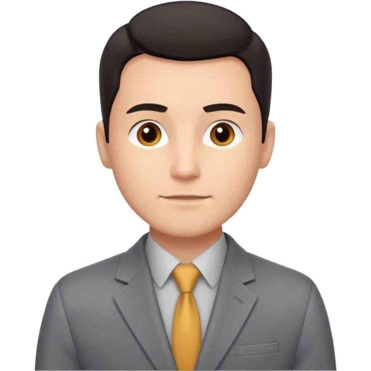 Мужчина с тёмными волосами, аккуратно уложенными назад, чисто выбритый, уверенное, но доброжелательное выражение лица, минималистичный пиджак без галстука. emoji