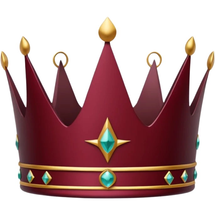 Small elegant crown icon with subtle thorn details, deep wine red, flat vector style, thin line art, transparent background, symmetrical, discord emoji size emoji