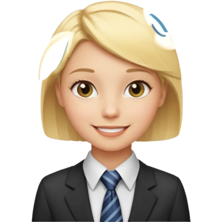 blonde girl very short hair with tie  emoji