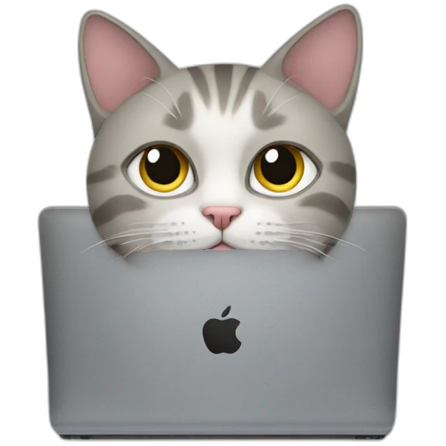 a cat with a cathat on computer emoji