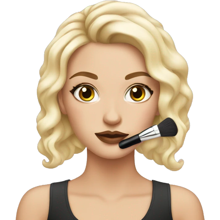 White girl doing makeup emoji