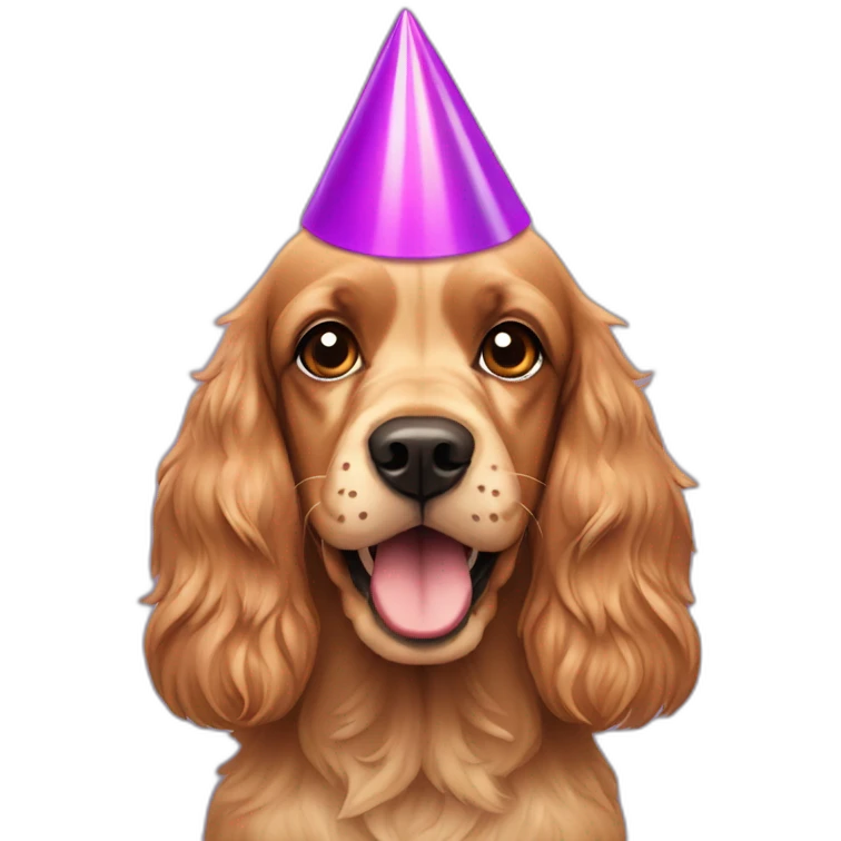 cocker spaniel with party hat emoji