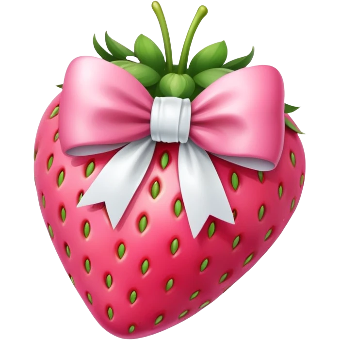 pink strawberry with bow emoji