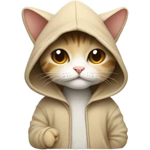 Sand color Cat wearing a hoodie with a mushroom on it  emoji