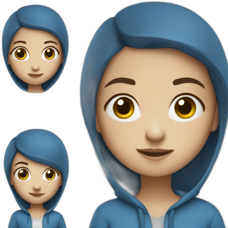 White skin girl in Blue hoodie emoji