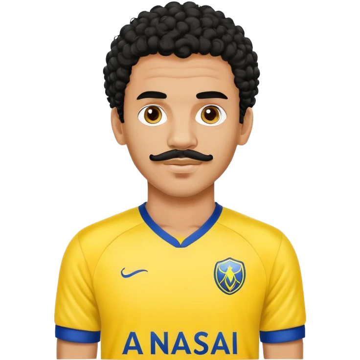 Chico trigueño con el pelo rizo negro bigotes estilo Chris brown con la jersey del Al Nassr emoji