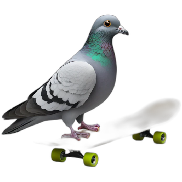 Pigeon on a skateboard emoji