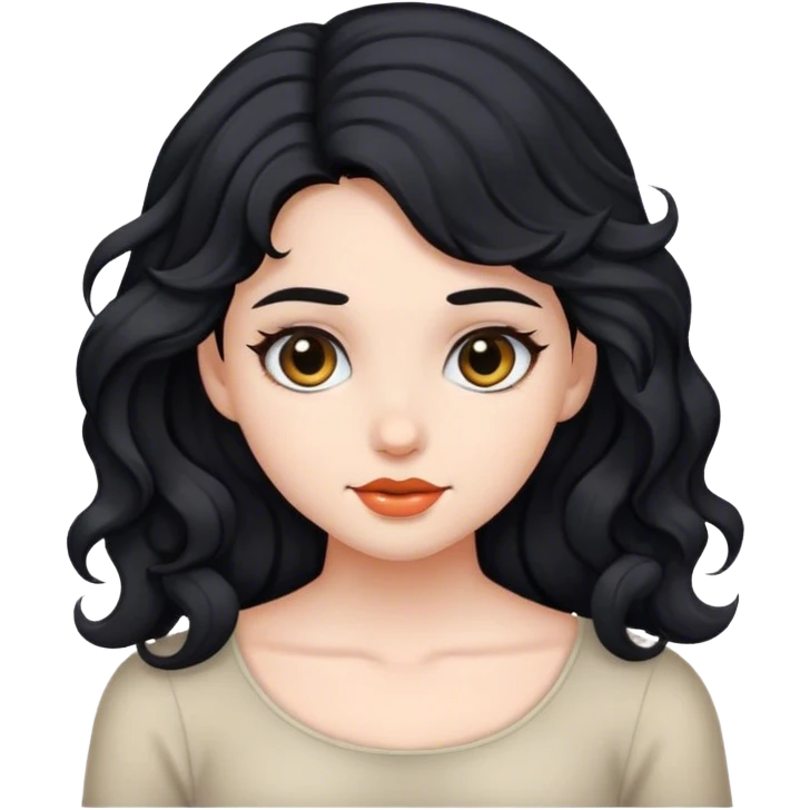 Has un emoji de una niña con el cabello negro y ondulado y piel blanca  emoji