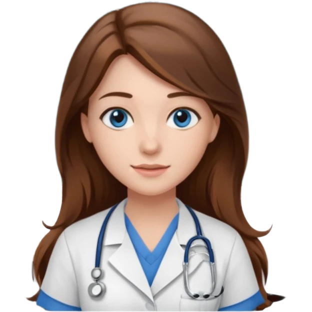 university classroom that says nursing school on the blackboard with a pretty female nursing student with long brown hair, blue eyes emoji