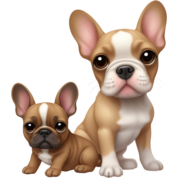 Baby brown & tan French bulldog with fawn French bulldog friends emoji