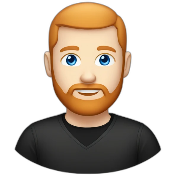 ginger-bearded-bald-programmer-head-no-glasses-blue-eyes-black-shirt emoji