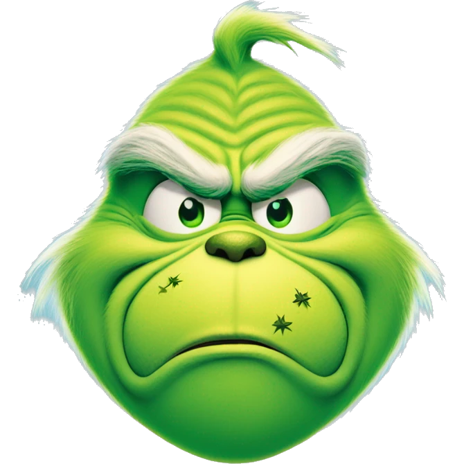 The Grinch smirking mouth closed and he’s blue emoji