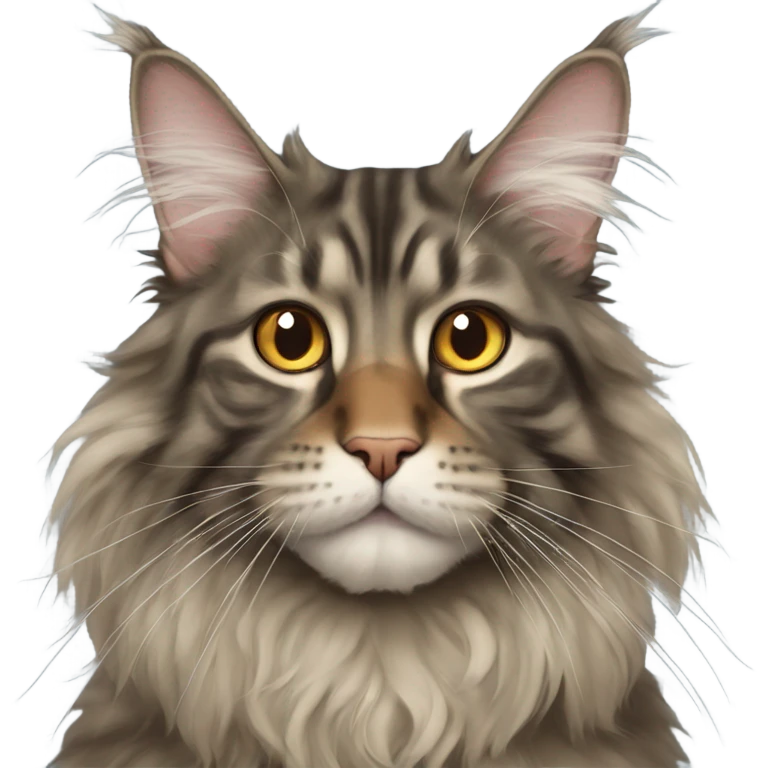Maine Coon with a stupid face emoji