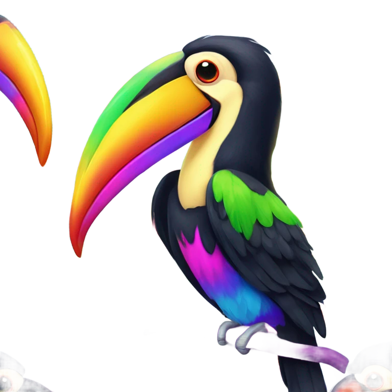 Lisa frank toucan with rainbow feathers emoji