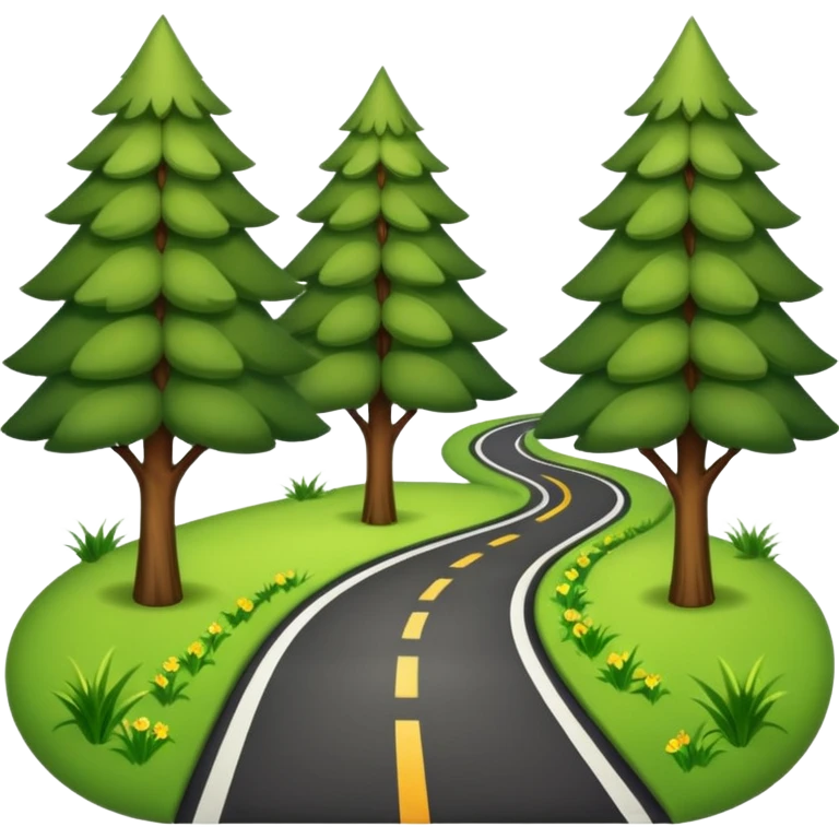 roadway with trees and Grass on the sides emoji emoji