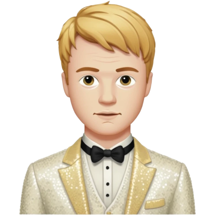 Finneas O'Connell with ivory sequin outfit emoji