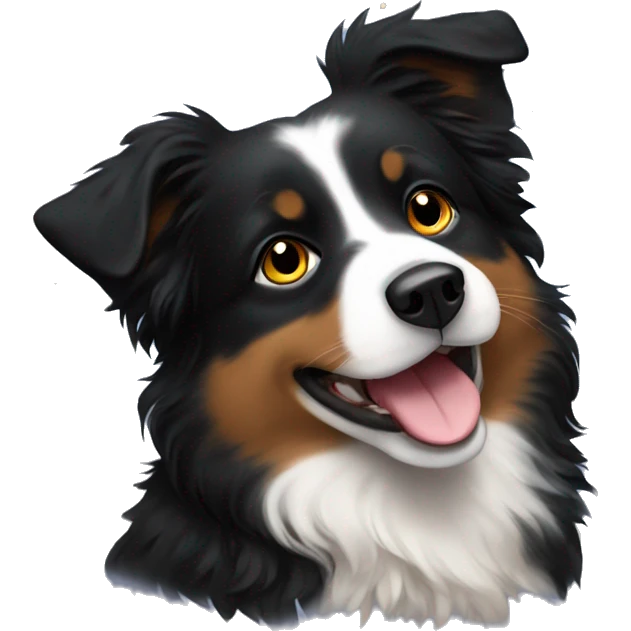 Small black australian shepherd dog with moon and stars  emoji