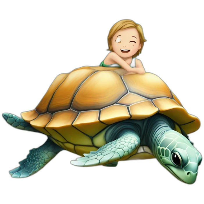 Dauphin sur le dos d'une tortue emoji