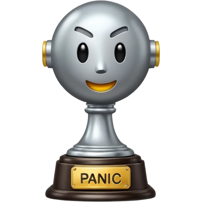 trofeu escrito "PANIC" emoji