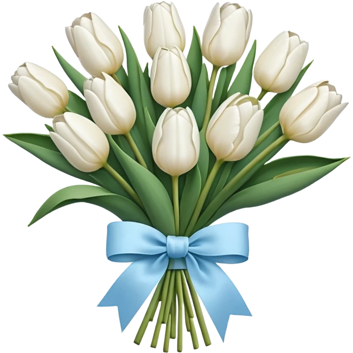 White tulips bouquet with light blue bow emoji