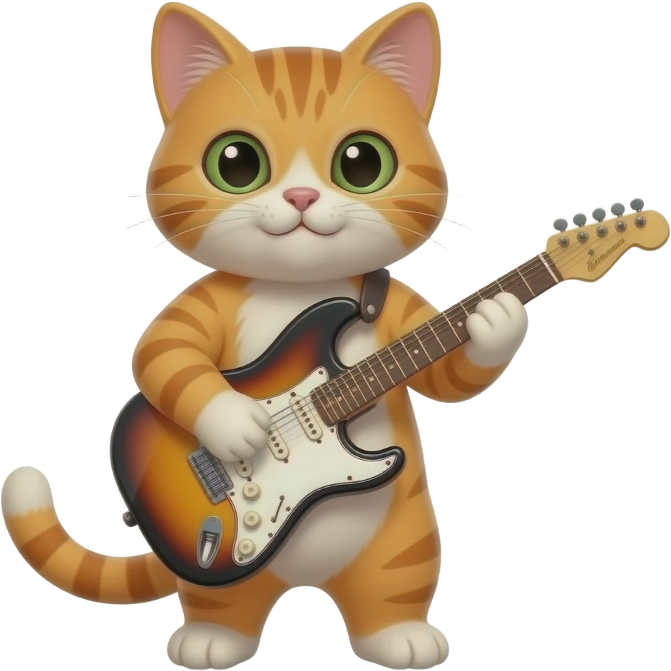 orange cat playing guitar emoji