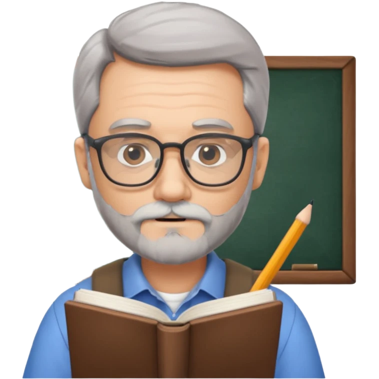 man with gray beard and glasses studying emoji