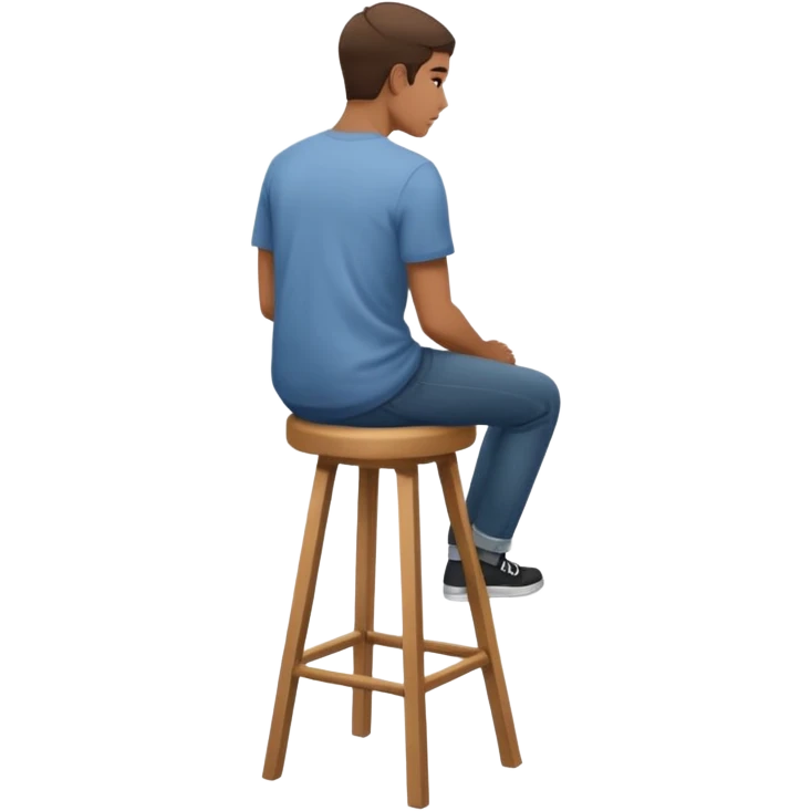 a person sitting on stool full back head turn

 emoji