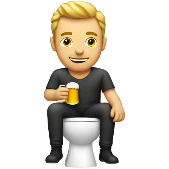 Man on toilet with beer in hand emoji