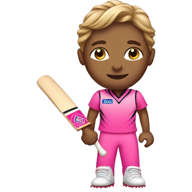 a cricket player wearing a pink dress emoji