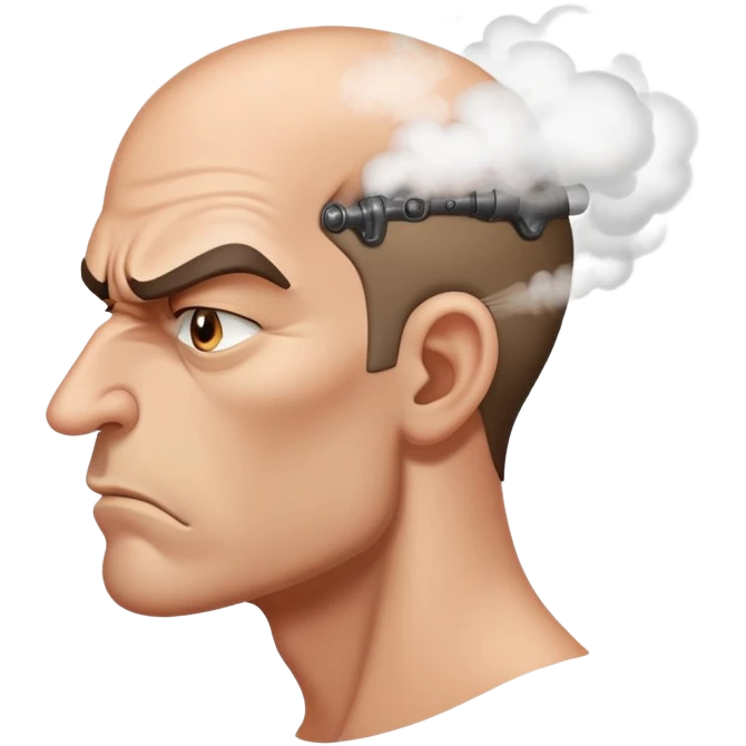 angry man with steam coming from nose in profile view emoji