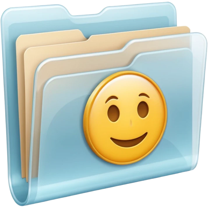 A **simple emoji-style icon** of a **transparent white plastic folder**, minimal and clean, with **rounded corners**, subtle translucency, soft shading, and a **small Concert arena symbol** on the front.
 emoji