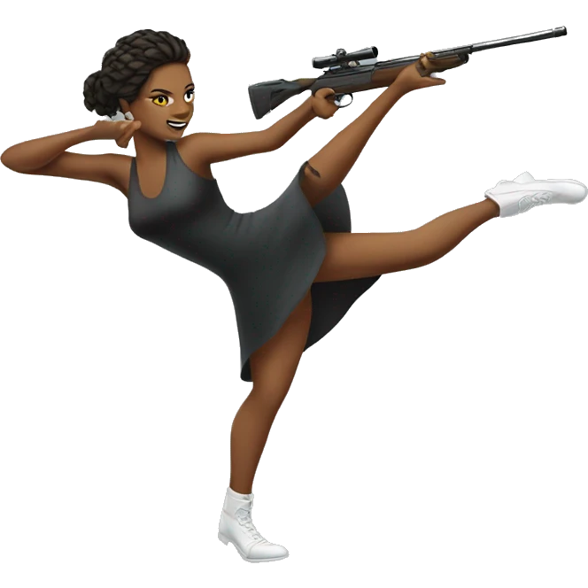 Sniper doing a high kick in a dress emoji