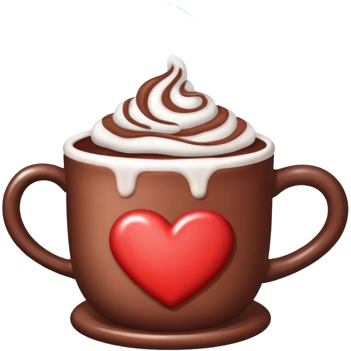 1. A mug of hot cocoa with steam rising in the shape of hearts emoji