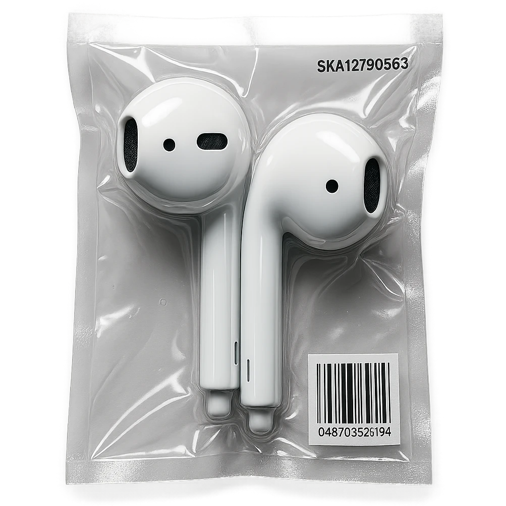 white EarPods headphones, glossy and puffy emoji