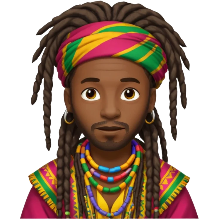dreadlocks black african man with traditional african clothes emoji
