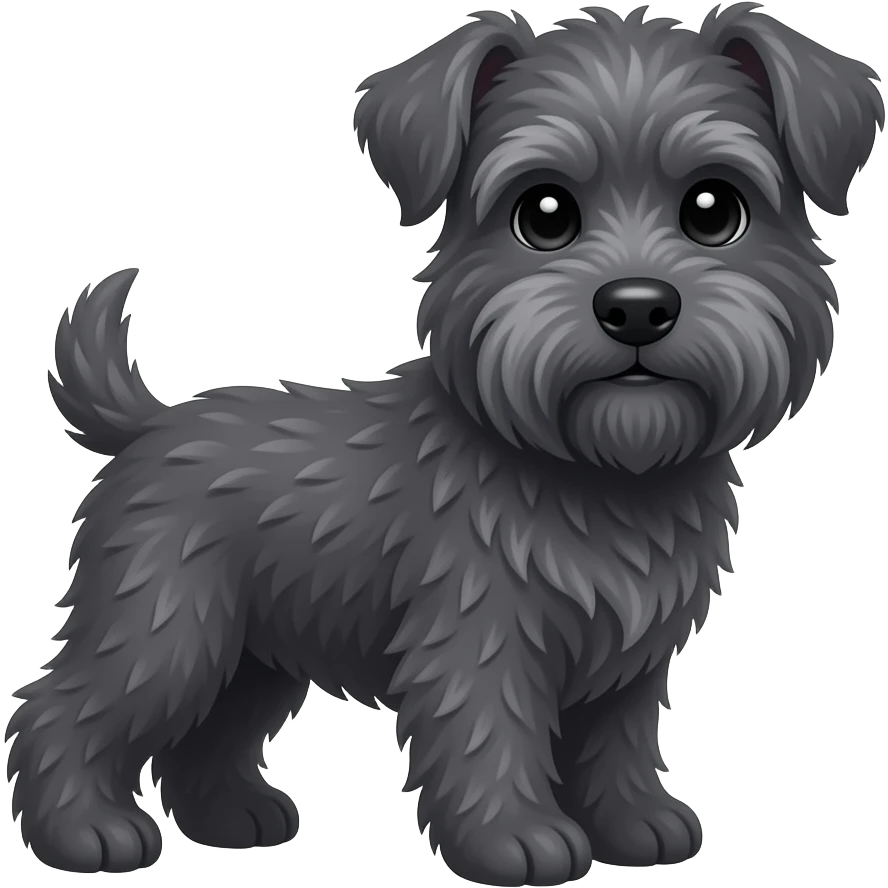 Charcoal dark gray schnoodle with sugar face emoji