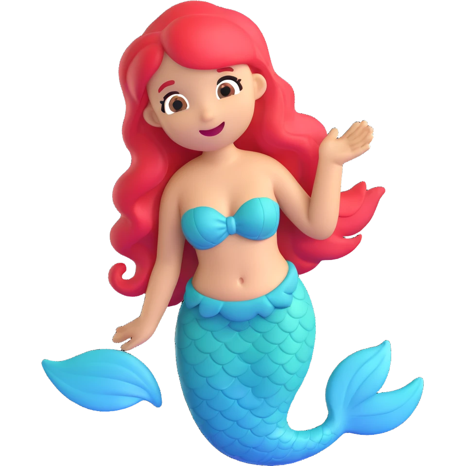 playful mermaid emoji, microsoft 3d fluent style emoji