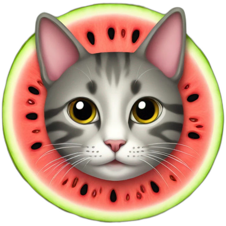 cat on watermelon  emoji